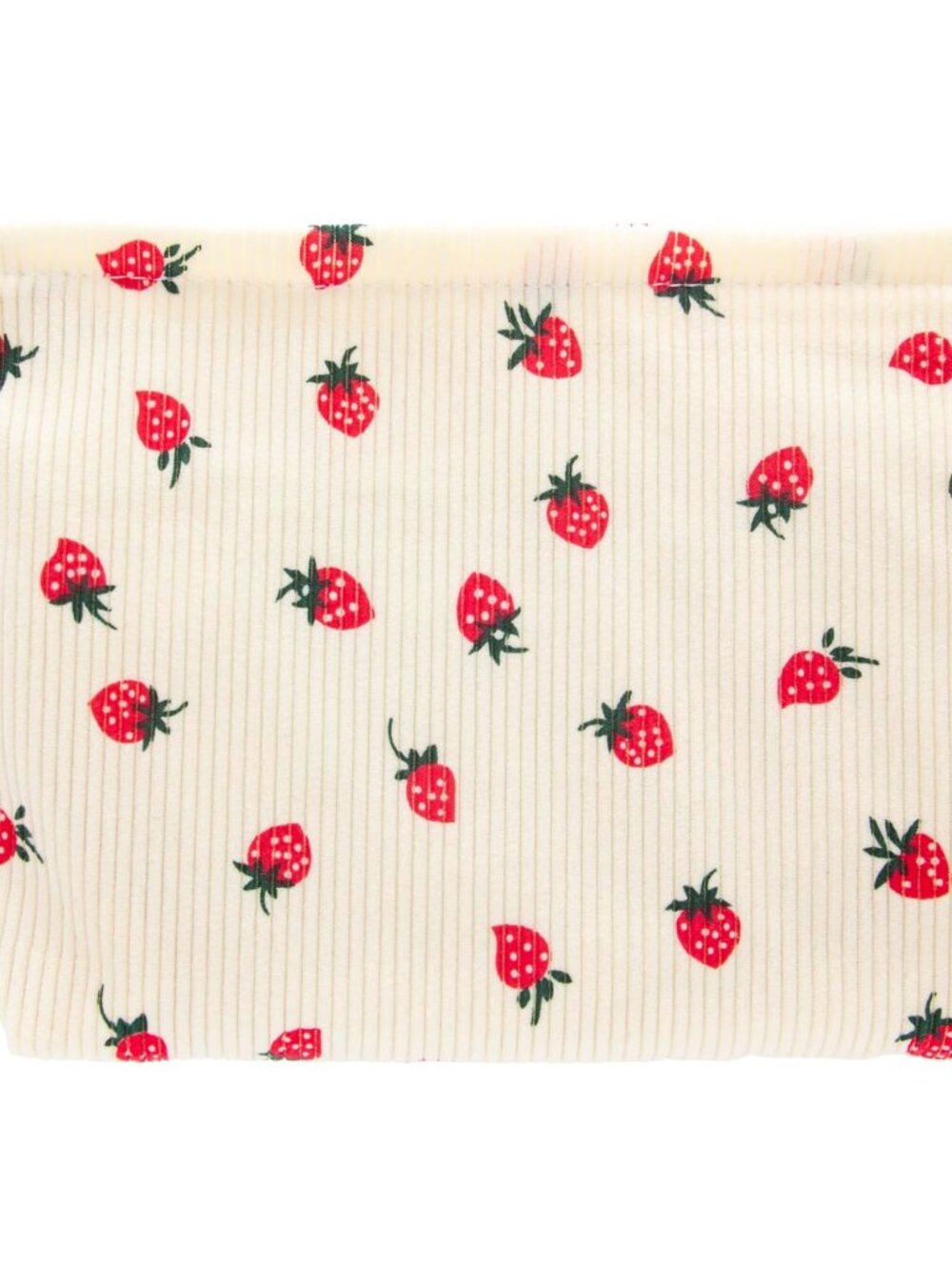 Flat Makeup Bag for Women,Zipper Cosmetic Pouch for Purse,Strawberry Beige